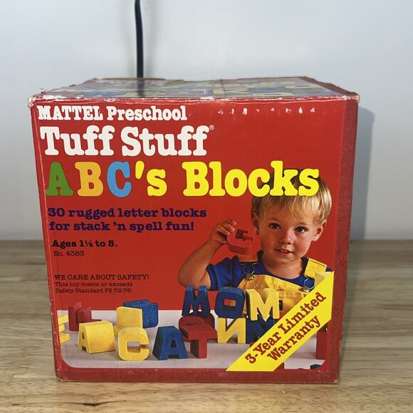 Mattel Tuff Stuff Alphabet Building Blocks Toy Letters Complete Set Vintage 70's - Picture 1 of 5